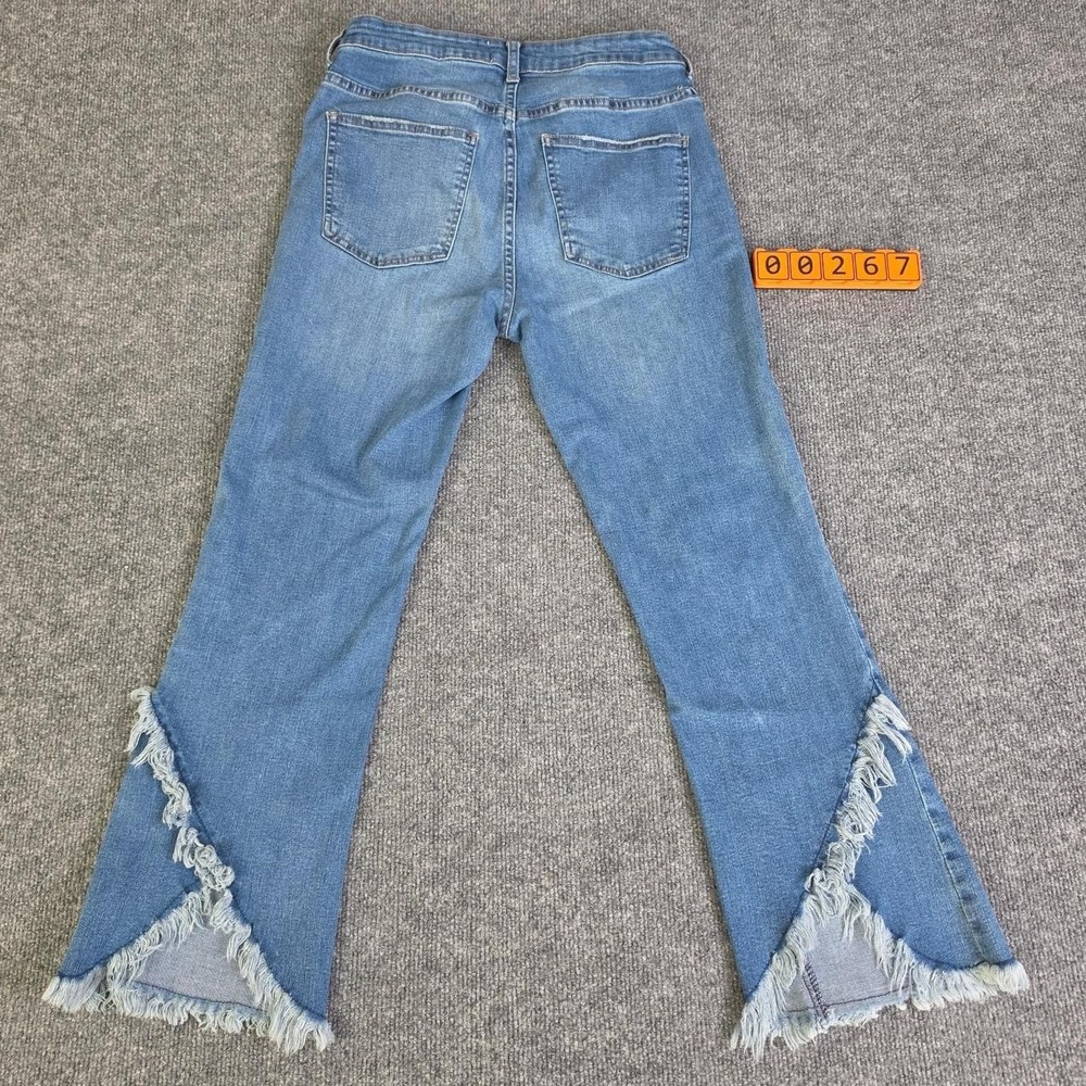 For The Republic blue cotton, polyester, spandex & viscose jeans with frayed hem